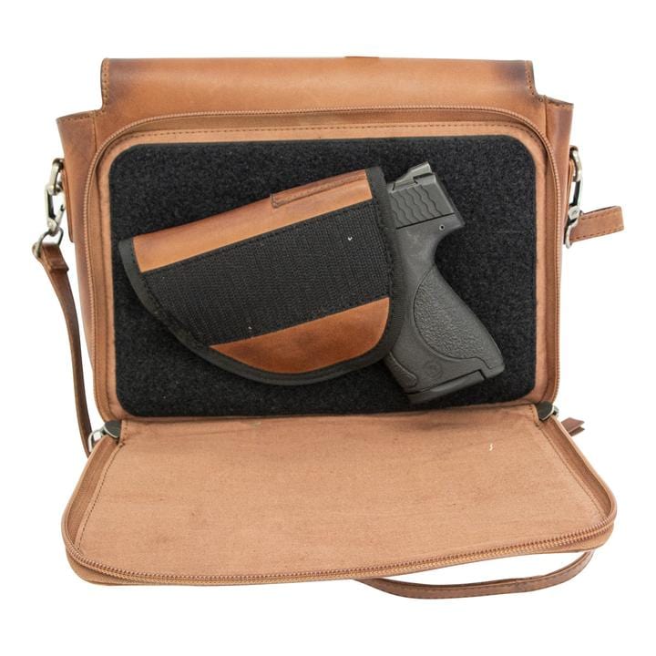 Smith & Wesson Leather Dynamic Crossbody Concealed Carry Handbag Tan Handgun Purses - Tophatter Daily Deals
