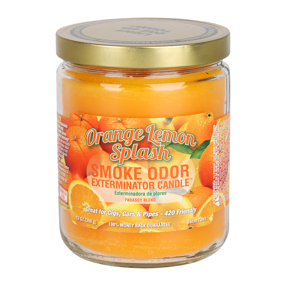 Smoke Odor Exterminator Candle | Orange Lemon Splash Candles & Wax Melts - Tophatter Daily Deals