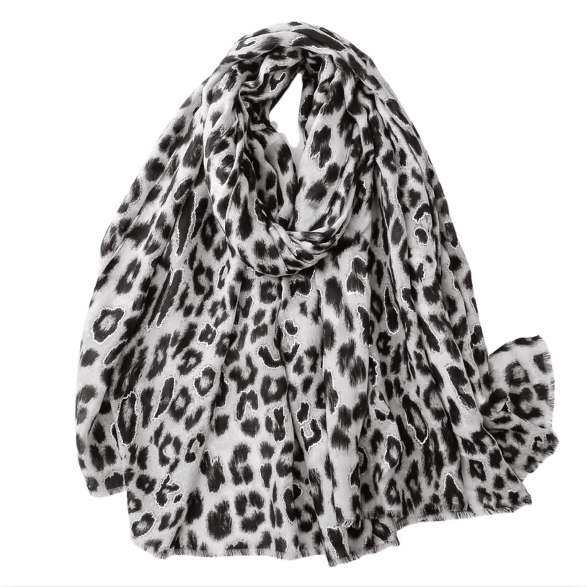 Chic Leopard Print Scarf in Classic Black and White Tones Multi Scarves - Tophatter Daily Deals