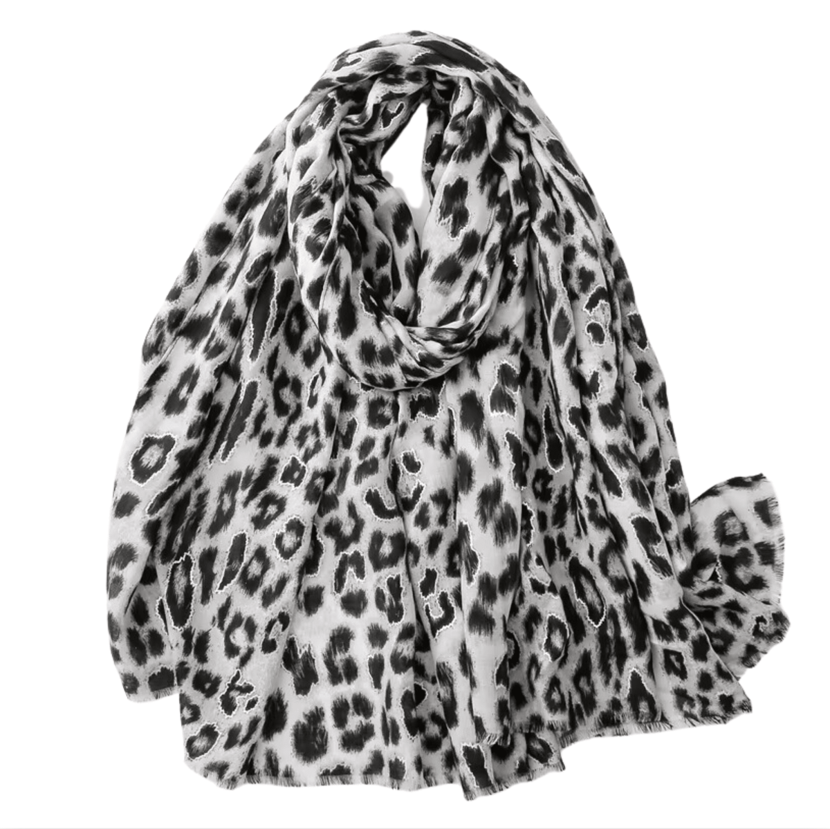 Chic Leopard Print Scarf in Classic Black and White Tones Multi Scarves - Tophatter Daily Deals