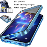 Metal Magnetic Double-Sided Glass Snap Lock Phone Case For iPhone 11 ,12 , 13 iPhone Cases - Tophatter Daily Deals