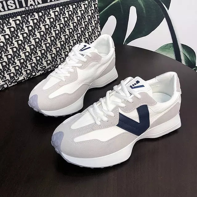 Sneakers Women V Shape White Sports Shoes Blue Women Sneakers - Tophatter Daily Deals