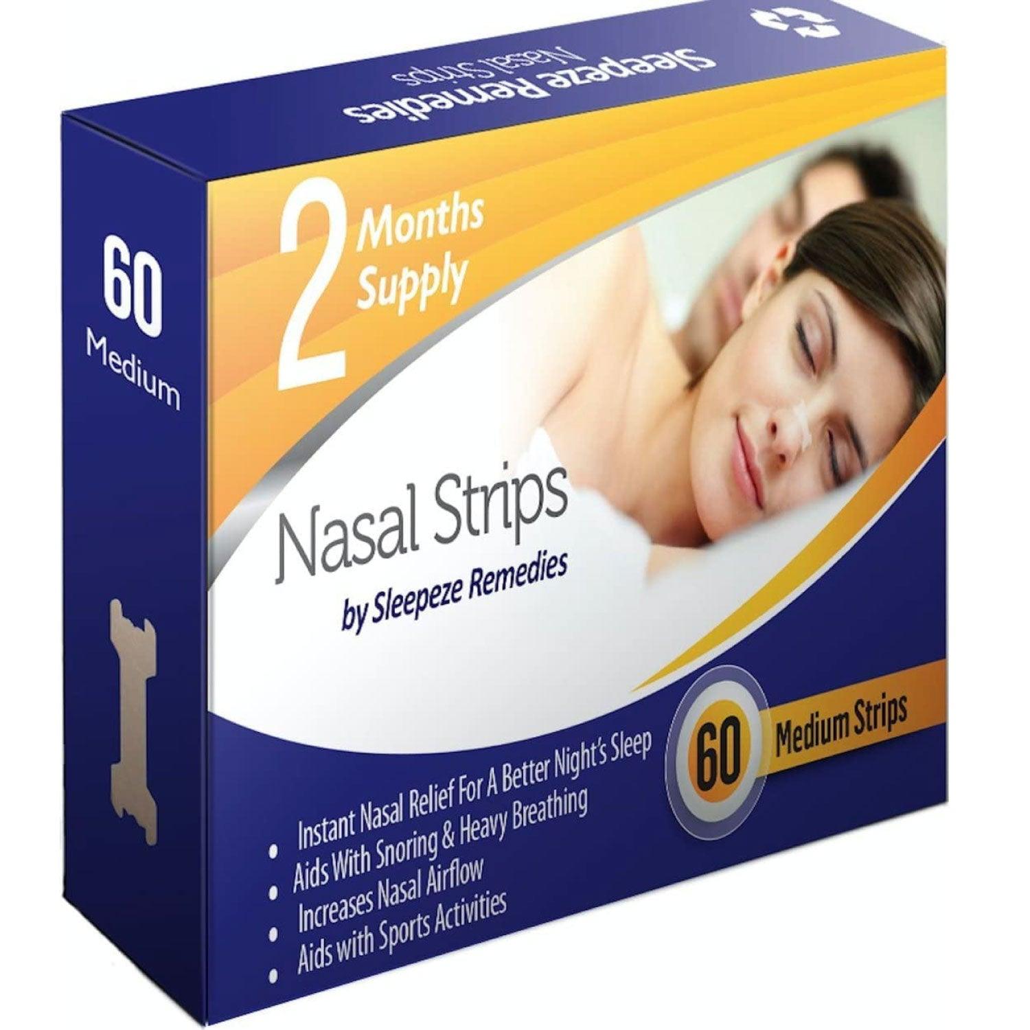 Nasal Strips for Snoring - Nasal Strips (60 Pack) Nose Strip to Stop Snoring, Snoring Strips to Help You Breathe Through Your Nose 60 Pack - Medium Personal Care - Tophatter Daily Deals