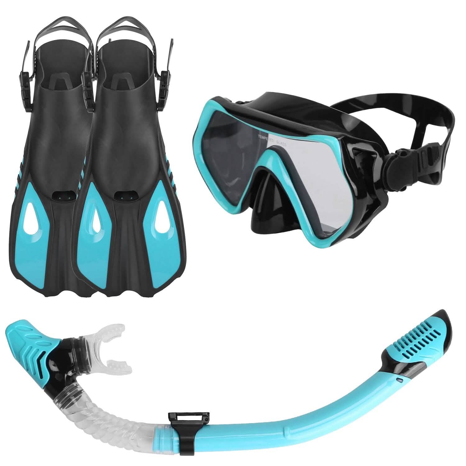 Snorkling Gear Mask Fin Set with Adjustable Swim Fins Outdoor Recreation - Tophatter Daily Deals