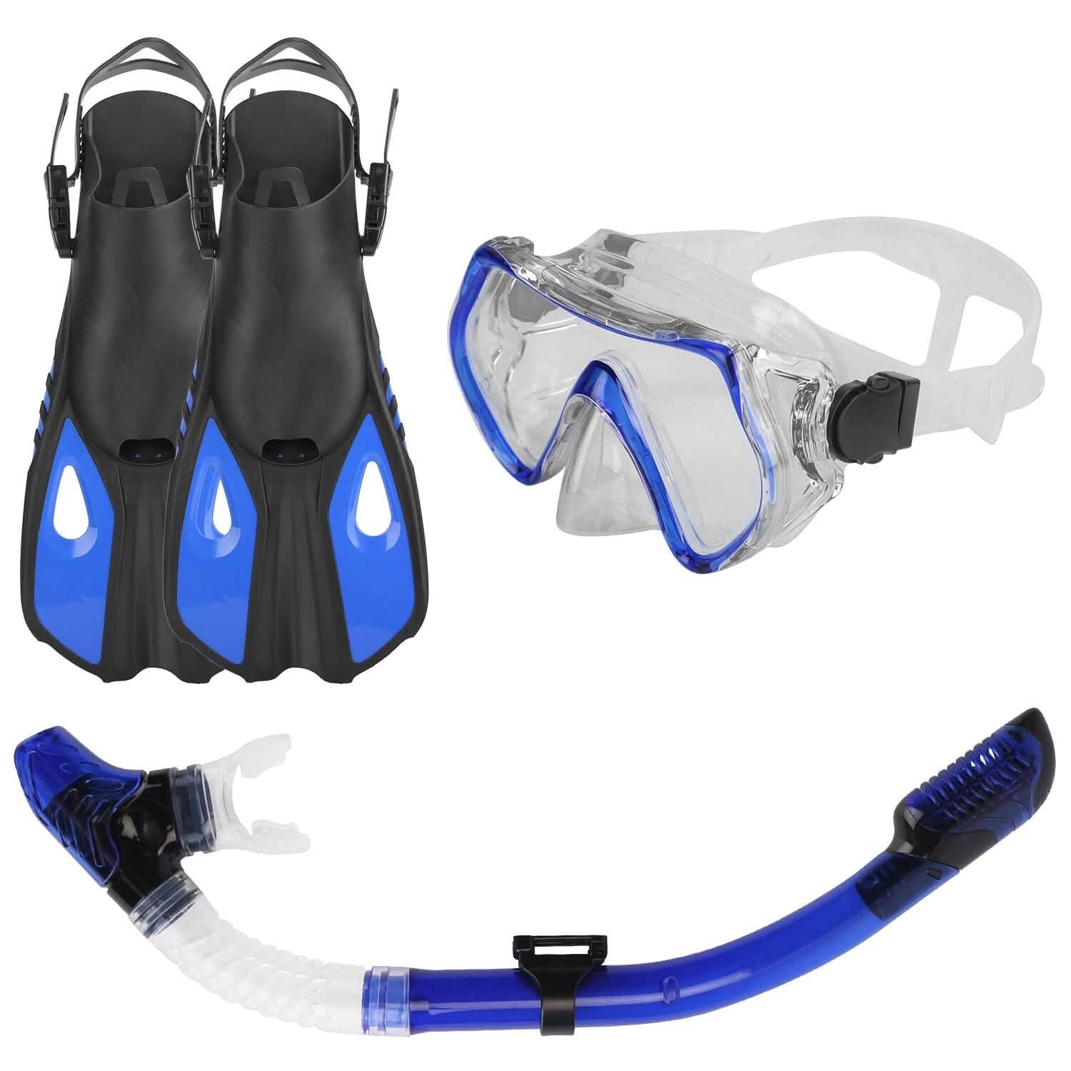 Snorkling Gear Mask Fin Set with Adjustable Swim Fins Outdoor Recreation - Tophatter Daily Deals