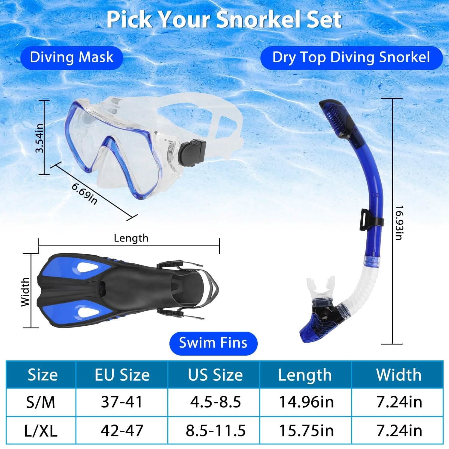 Snorkling Gear Mask Fin Set with Adjustable Swim Fins Outdoor Recreation - Tophatter Daily Deals