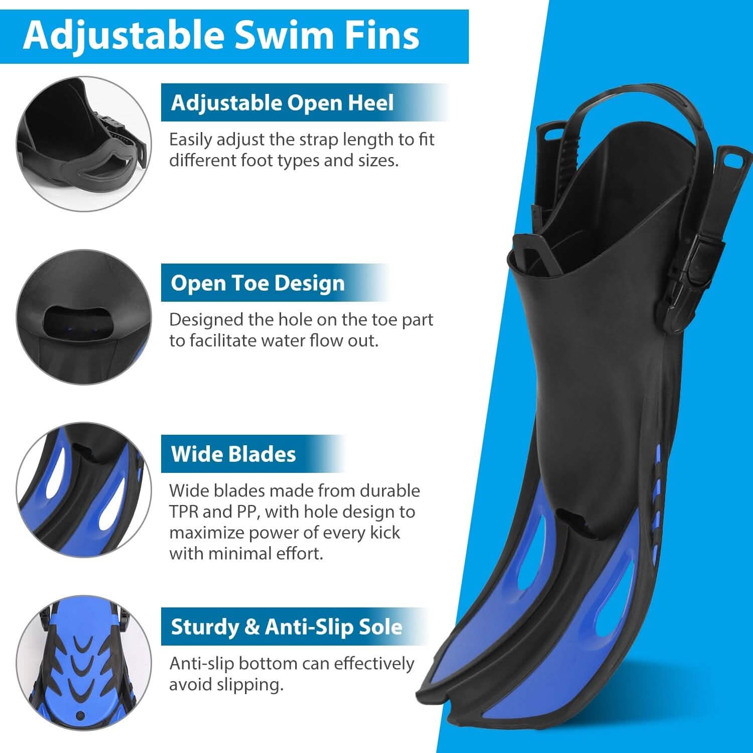 Snorkling Gear Mask Fin Set with Adjustable Swim Fins Outdoor Recreation - Tophatter Daily Deals