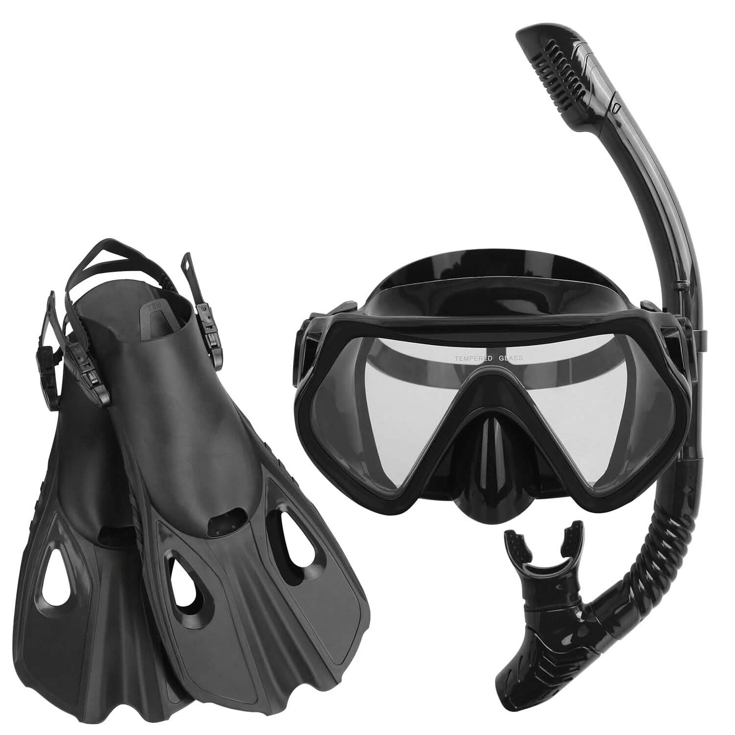 Snorkling Gear Mask Fin Set with Adjustable Swim Fins Outdoor Recreation - Tophatter Daily Deals