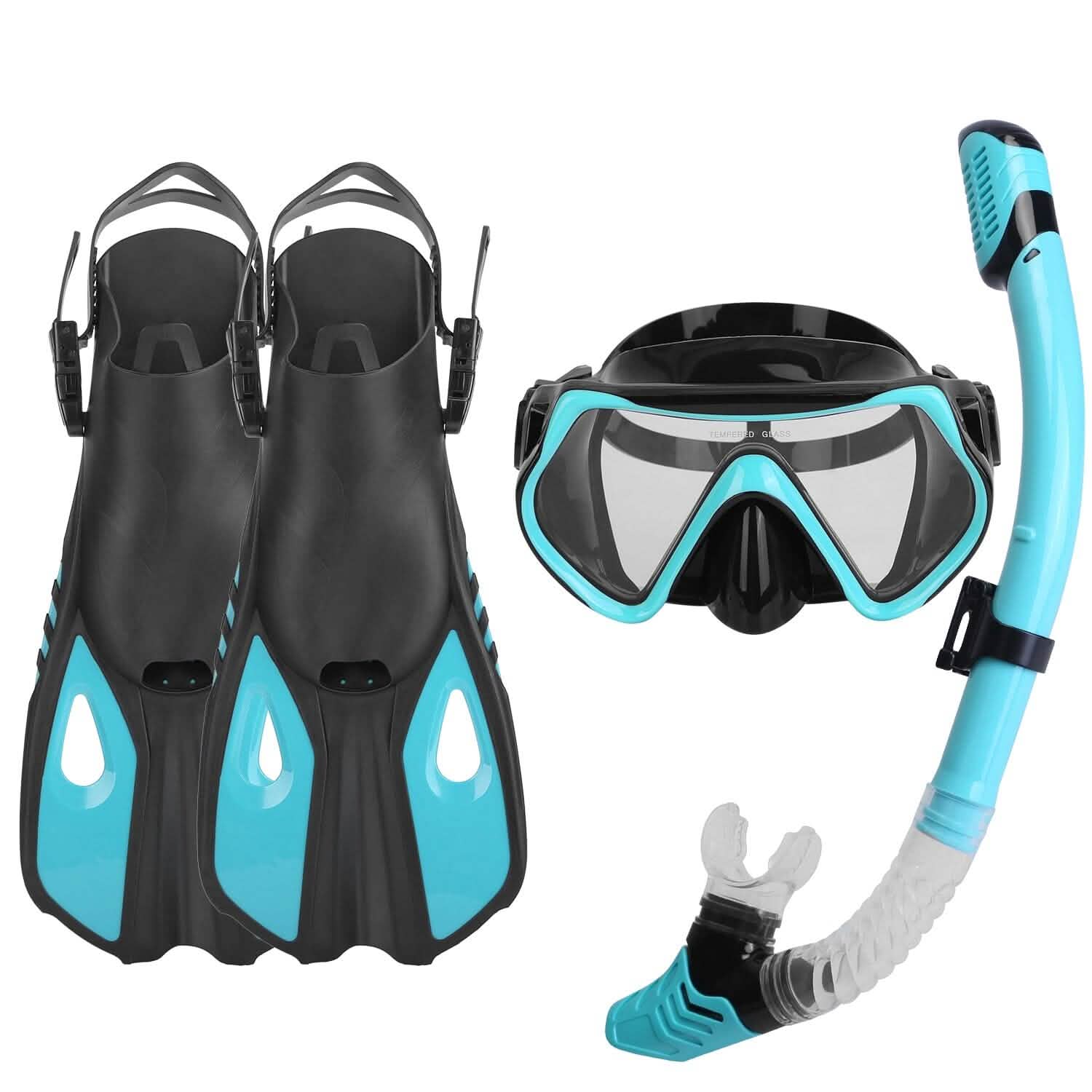 Snorkling Gear Mask Fin Set with Adjustable Swim Fins Outdoor Recreation - Tophatter Daily Deals