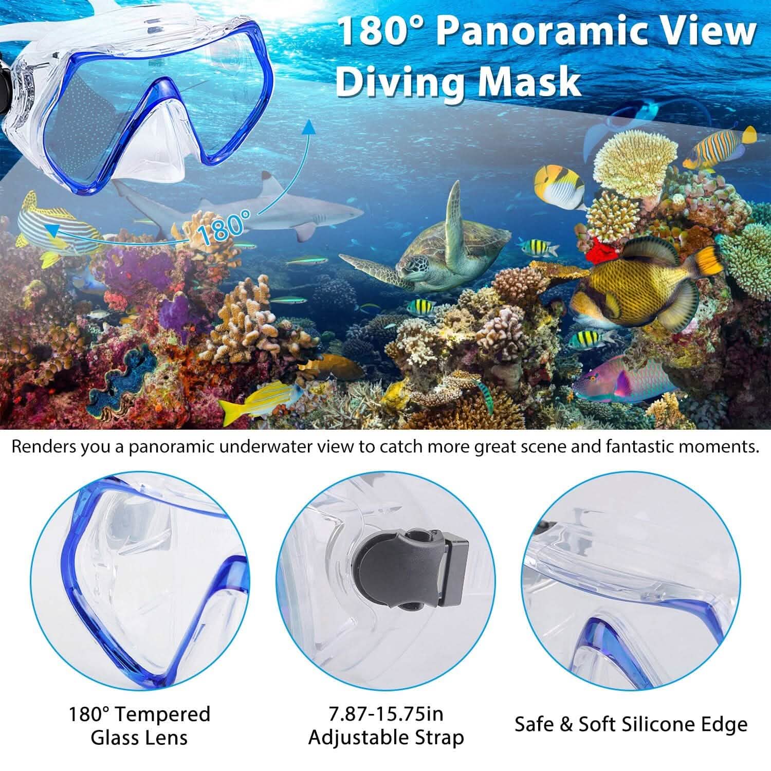 Snorkling Gear Mask Fin Set with Adjustable Swim Fins Outdoor Recreation - Tophatter Daily Deals