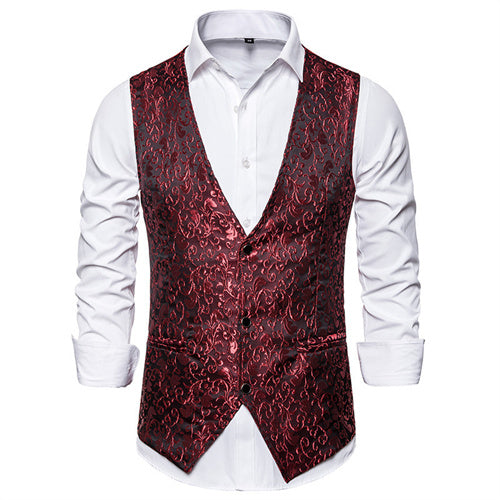 Fashion Men Business Social Wedding Party Dress Suit Vest Red Men Blazer - Tophatter Daily Deals