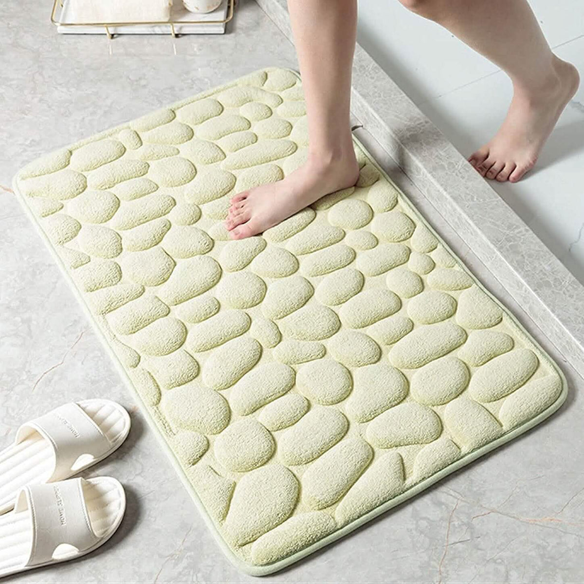 Soft Memory Foam Non Slip Cobblestone Embossing Bath Mat Apple Green Bath - Tophatter Daily Deals