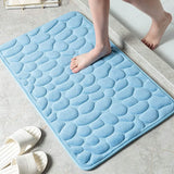 Soft Memory Foam Non Slip Cobblestone Embossing Bath Mat Blue Bath - Tophatter Daily Deals