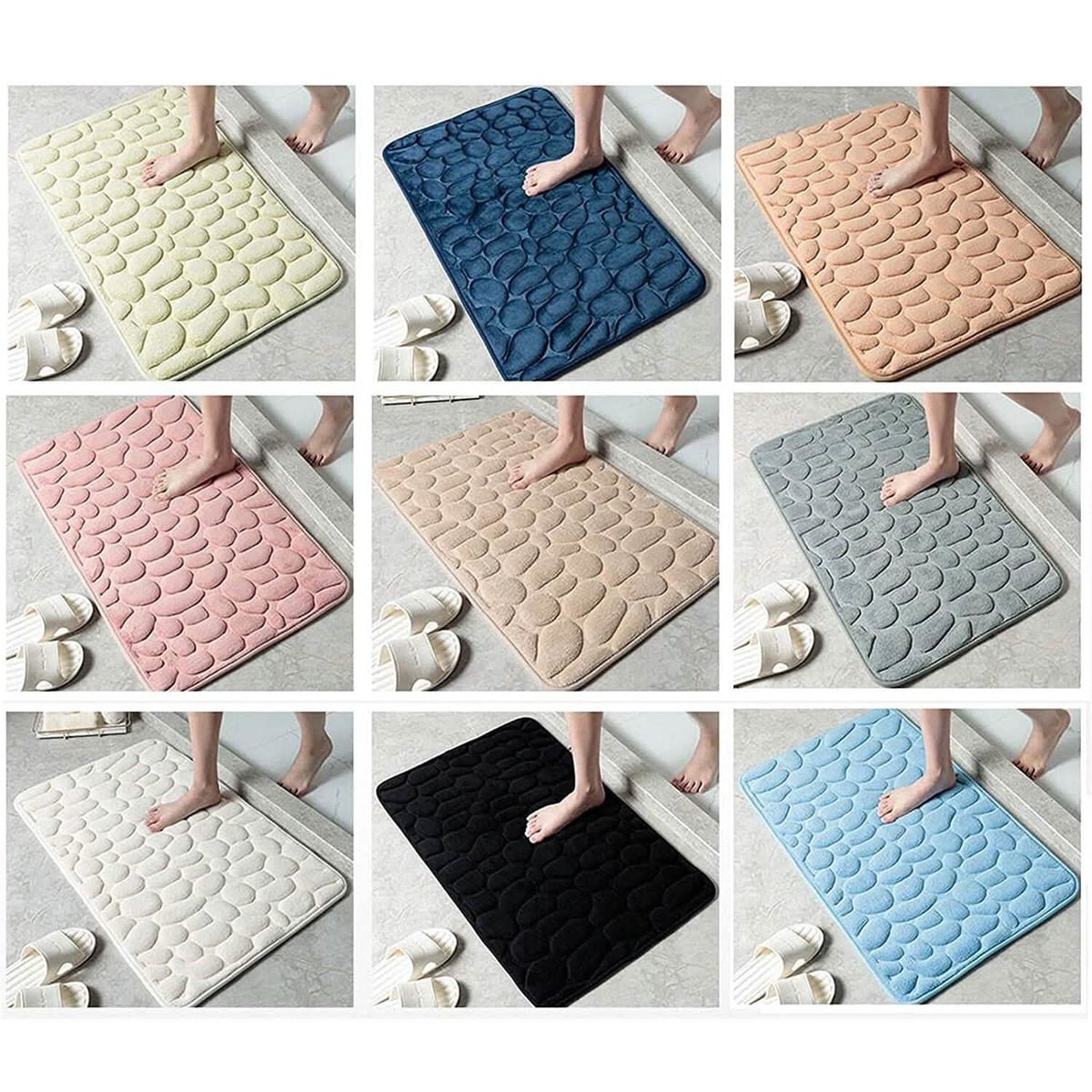 Soft Memory Foam Non Slip Cobblestone Embossing Bath Mat Bath - Tophatter Daily Deals