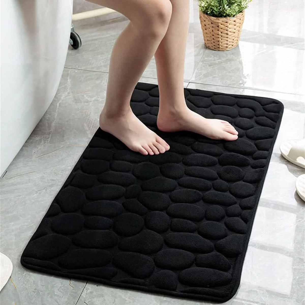 Soft Memory Foam Non Slip Cobblestone Embossing Bath Mat Bath - Tophatter Daily Deals