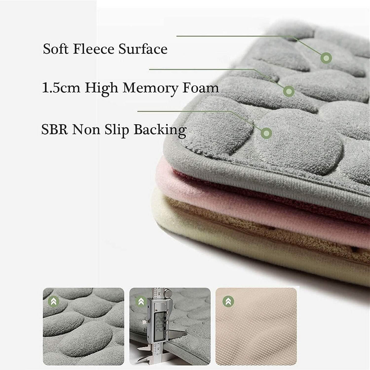 Soft Memory Foam Non Slip Cobblestone Embossing Bath Mat Bath - Tophatter Daily Deals