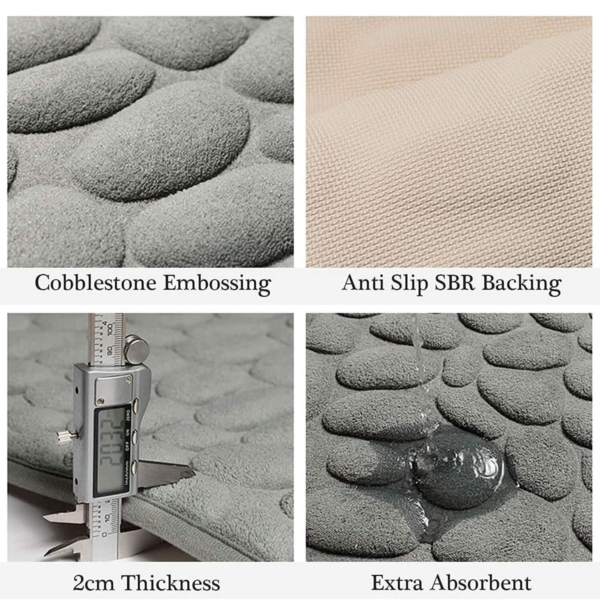 Soft Memory Foam Non Slip Cobblestone Embossing Bath Mat Bath - Tophatter Daily Deals