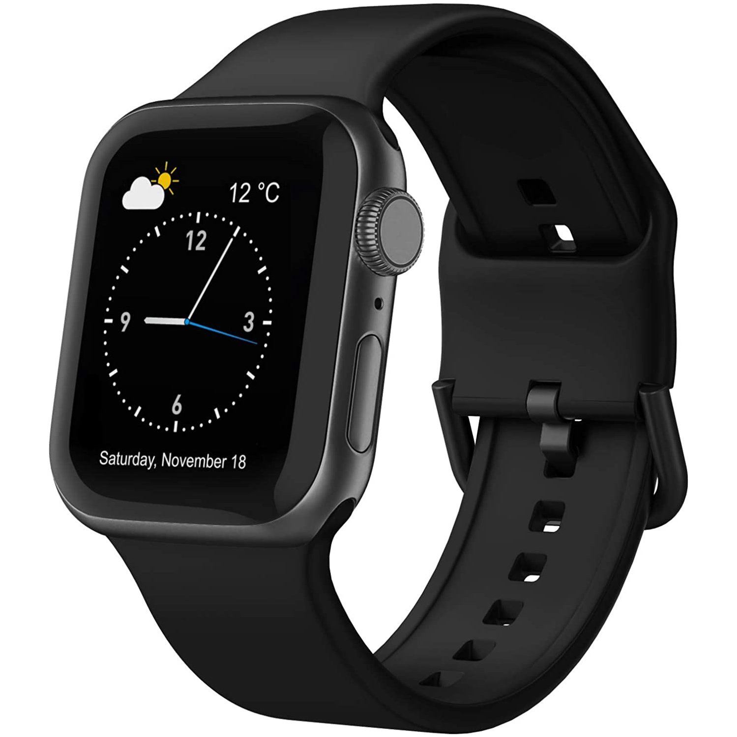 Soft Silicone Sport Wristbands Replacement Strap with Classic Clasp Black Watch Band - Tophatter Daily Deals