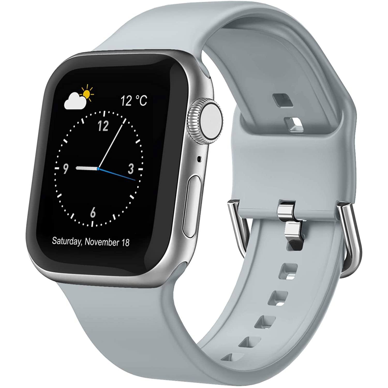 Soft Silicone Sport Wristbands Replacement Strap with Classic Clasp Light Gray Watch Band - Tophatter Daily Deals