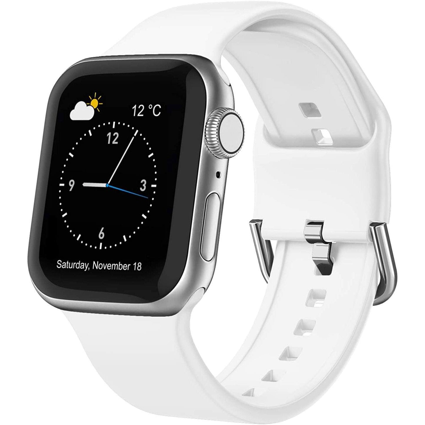 Soft Silicone Sport Wristbands Replacement Strap with Classic Clasp White Watch Band - Tophatter Daily Deals
