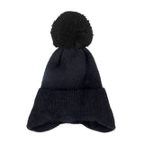 Soft Solid Earflap Knit Pom Pom Beanie Hat Black Hats - Tophatter Daily Deals