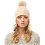 Soft Solid Earflap Knit Pom Pom Beanie Hat Ivory Hats - Tophatter Daily Deals