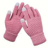 Soft Touchscreen Winter Gloves Elastic Cuff Knit for Cold Weather Pink Gloves, Scarves & Earmuffs - Tophatter Daily Deals
