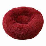 Soft Winter Warm Plush Calming Pet Bed Wine Red Pet Beds - Tophatter Daily Deals