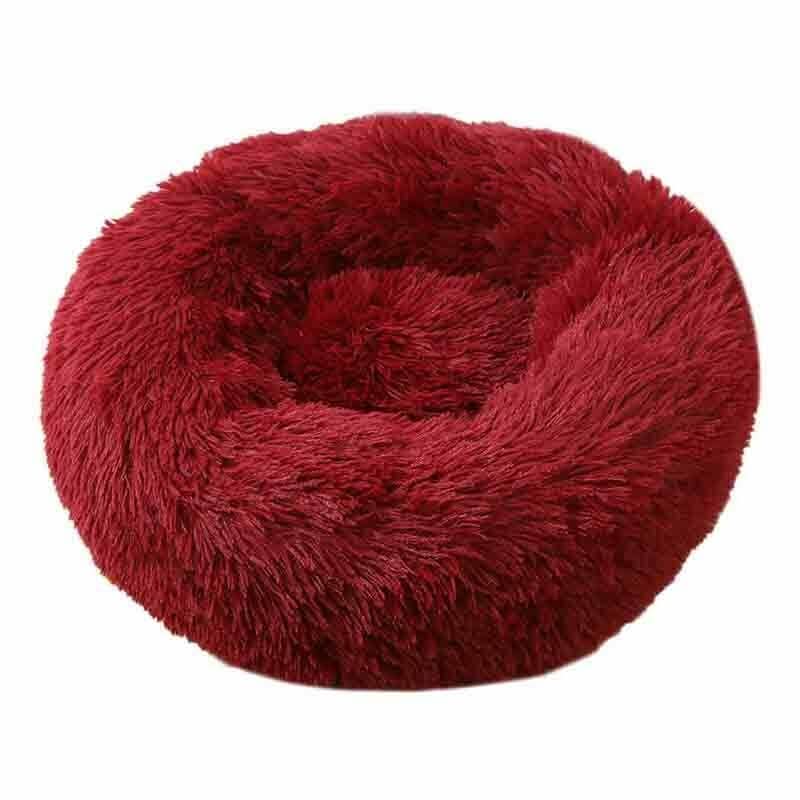 Soft Winter Warm Plush Calming Pet Bed Wine Red Pet Beds - Tophatter Daily Deals