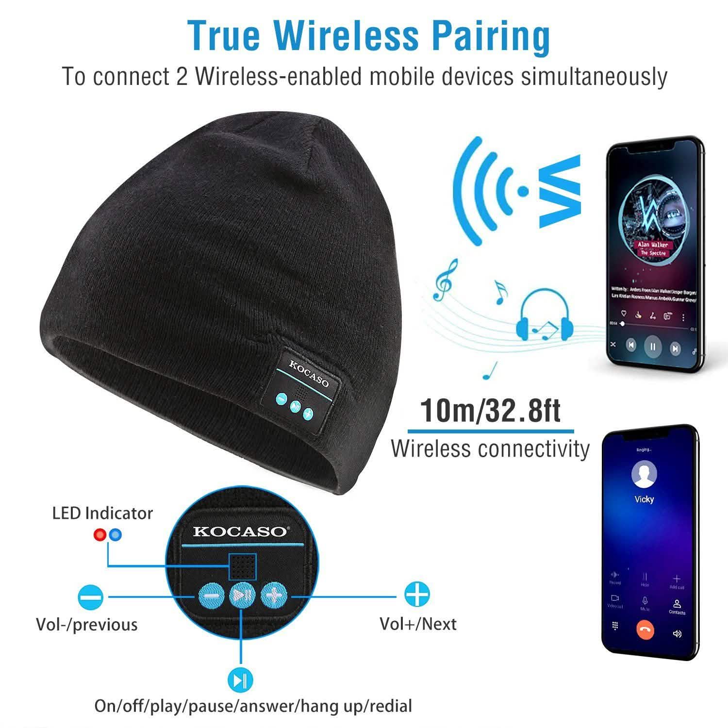 Soft Wireless Beanie Headphone Hat with V4.2 Noise Cancellation Hats - Tophatter Daily Deals