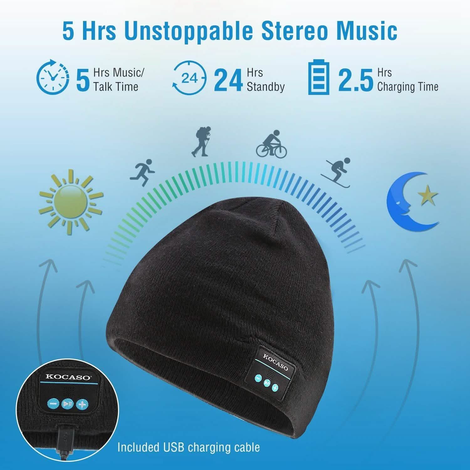 Soft Wireless Beanie Headphone Hat with V4.2 Noise Cancellation Hats - Tophatter Daily Deals