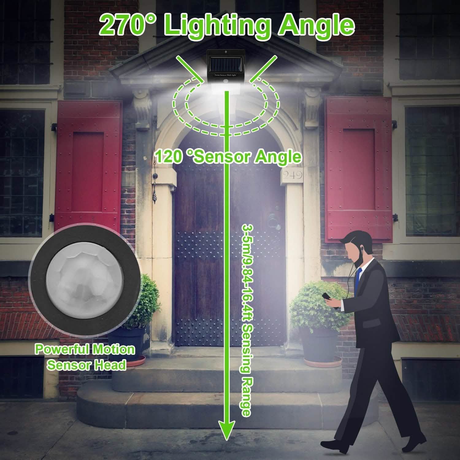 Solar 100 LEDs PIR Motion Sensor Wall Light Outdoor Lighting - Tophatter Daily Deals