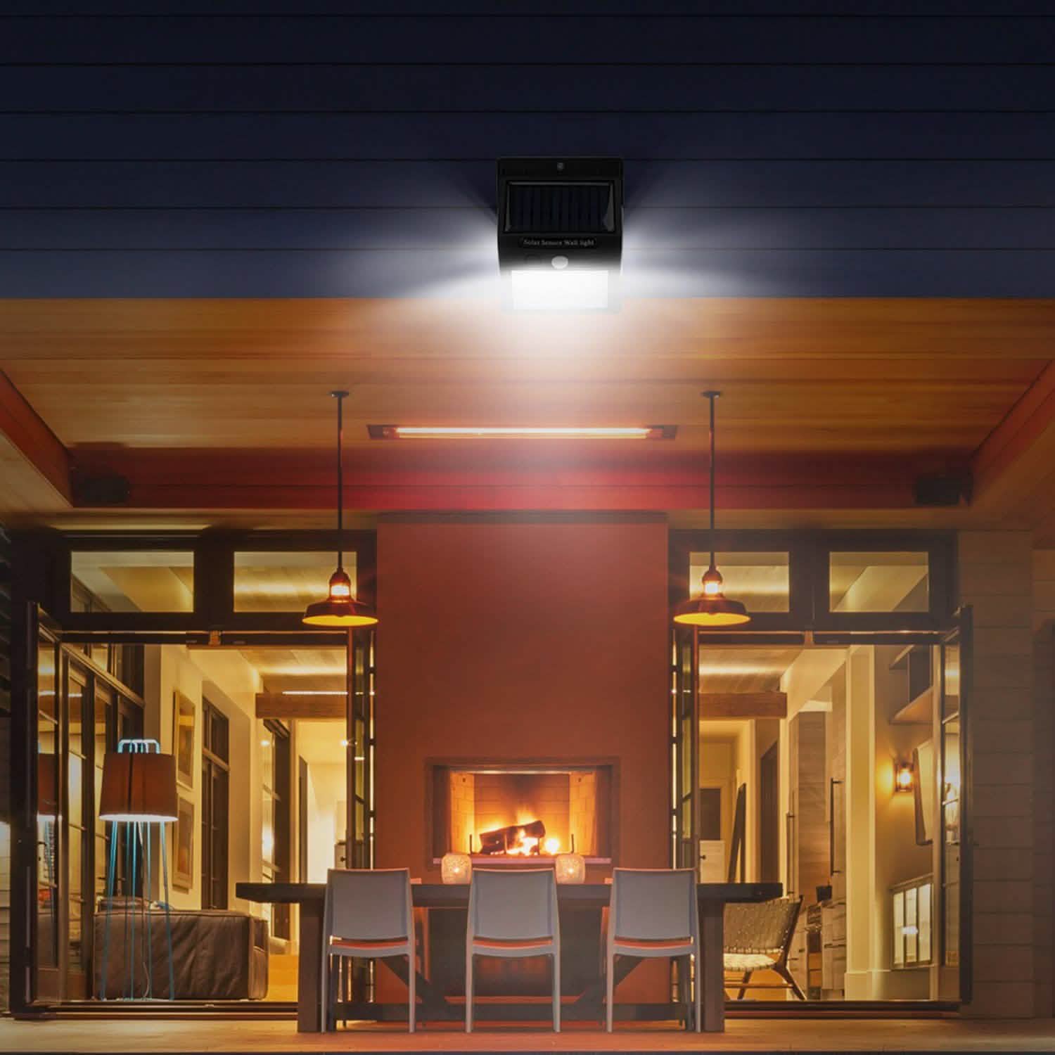 Solar 100 LEDs PIR Motion Sensor Wall Light Outdoor Lighting - Tophatter Daily Deals