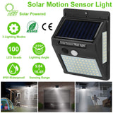 Solar 100 LEDs PIR Motion Sensor Wall Light Outdoor Lighting - Tophatter Daily Deals