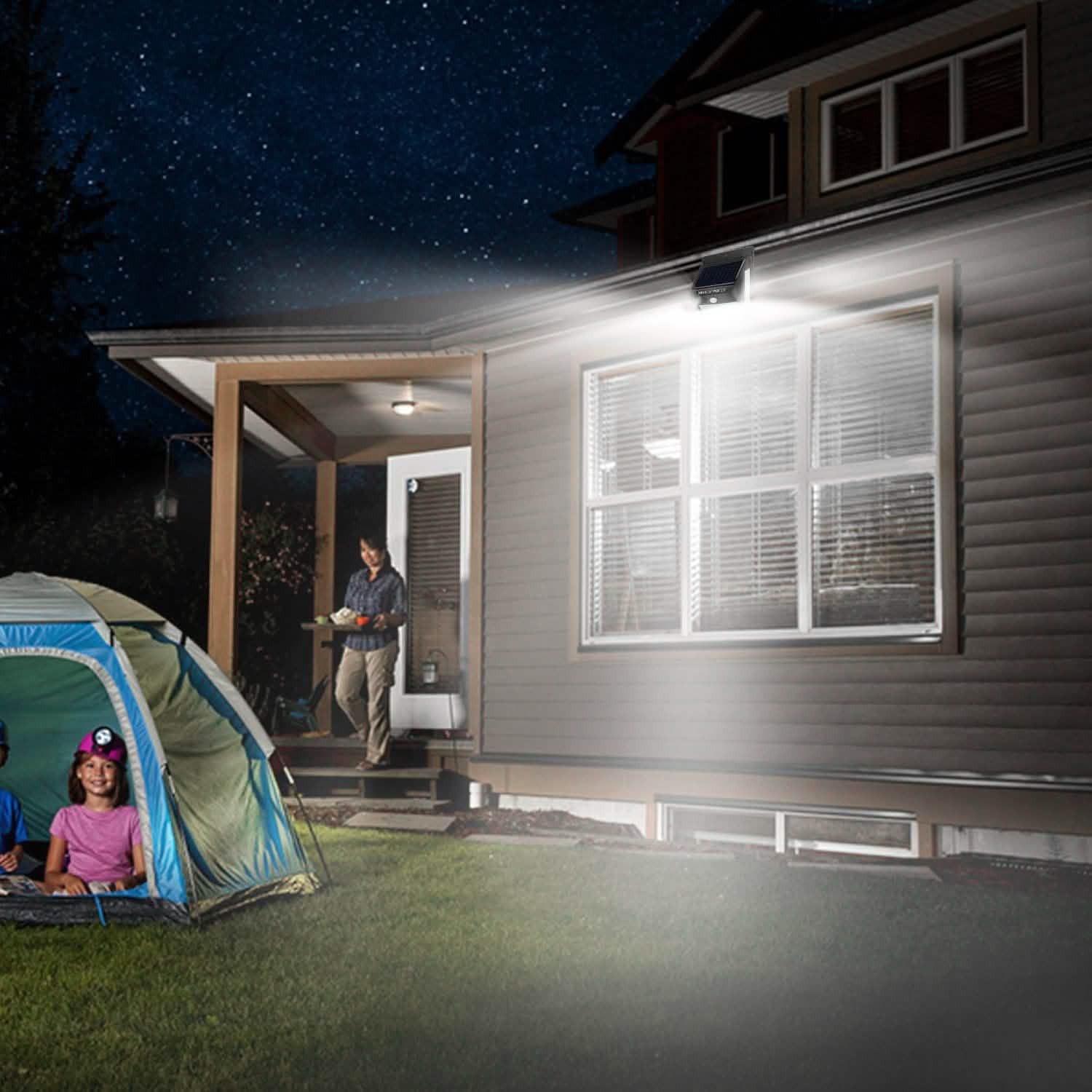 Solar 100 LEDs PIR Motion Sensor Wall Light Outdoor Lighting - Tophatter Daily Deals