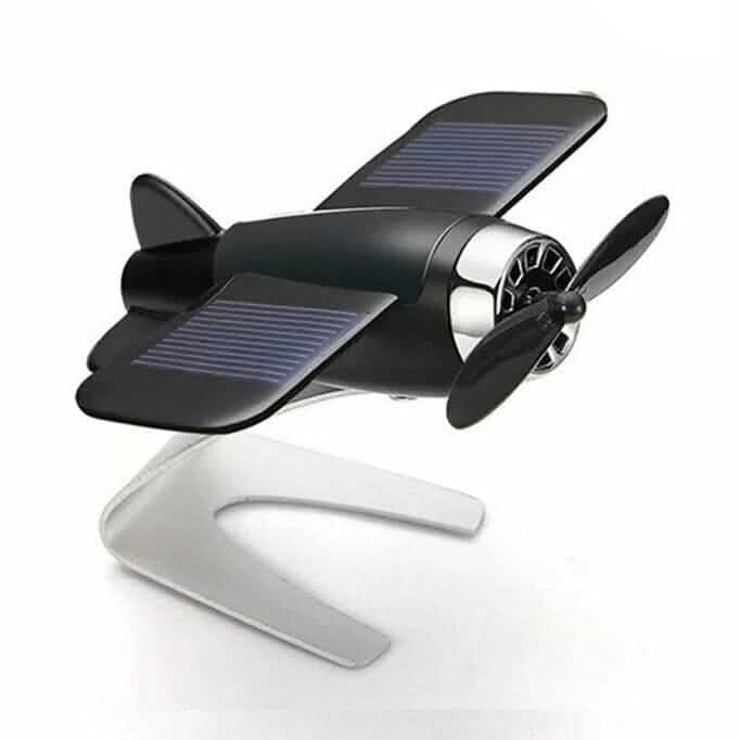 Solar Airplane Creative Car Decoration Black Automotive - Tophatter Daily Deals