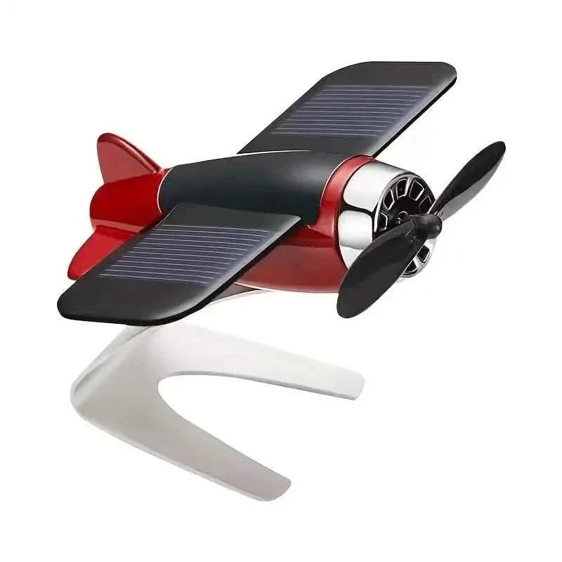 Solar Airplane Creative Car Decoration Red Automotive - Tophatter Daily Deals