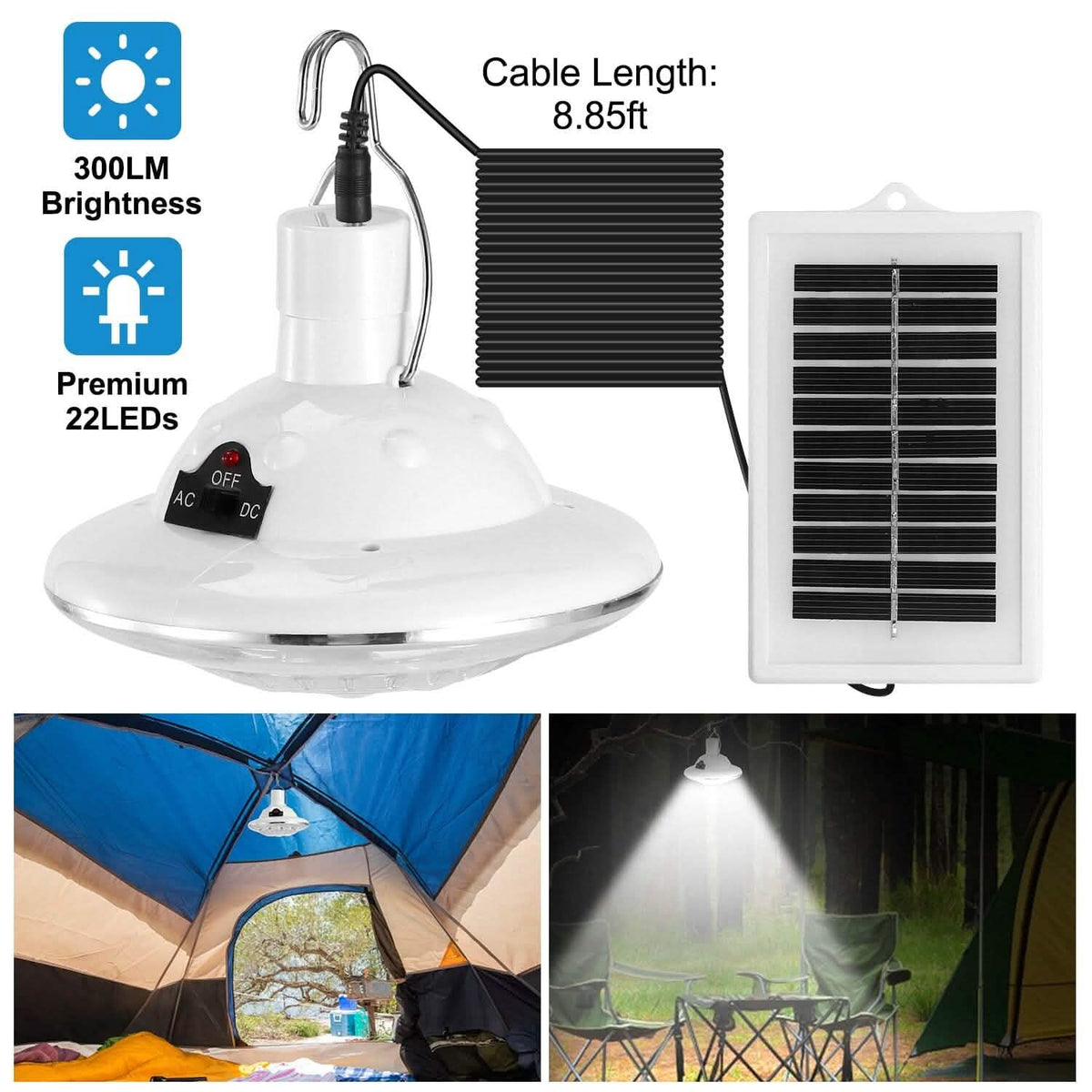 Solar Camping Light Hanging LED Bulb Lamp Outdoor Recreation - Tophatter Daily Deals