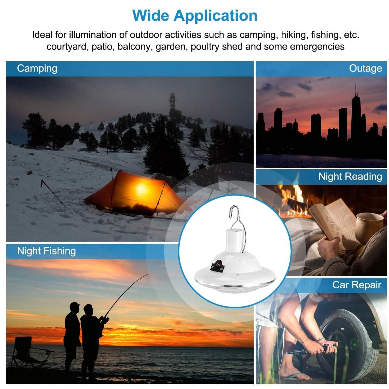 Solar Camping Light Hanging LED Bulb Lamp Outdoor Recreation - Tophatter Daily Deals