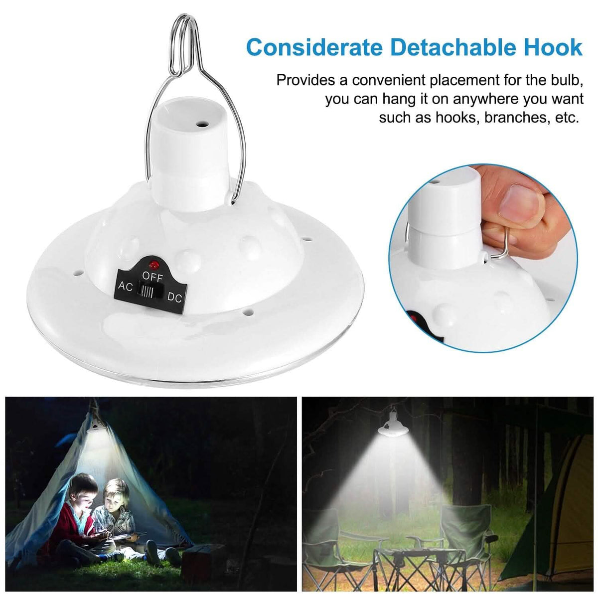 Solar Camping Light Hanging LED Bulb Lamp Outdoor Recreation - Tophatter Daily Deals