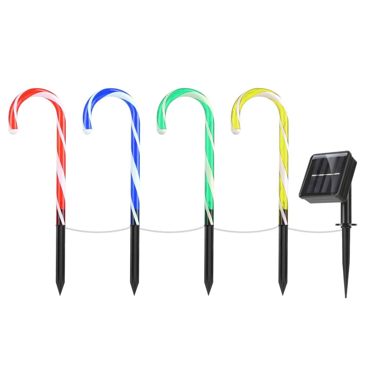 Solar Christmas Candy Cane Light IP55 Waterproof Stake Light Seasonal Decor - Tophatter Daily Deals
