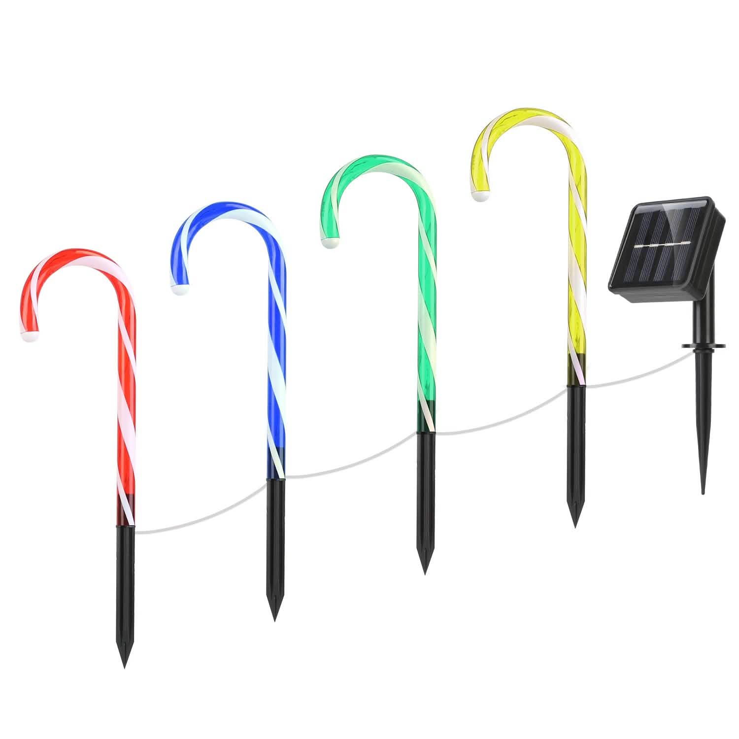 Solar Christmas Candy Cane Light IP55 Waterproof Stake Light Seasonal Decor - Tophatter Daily Deals