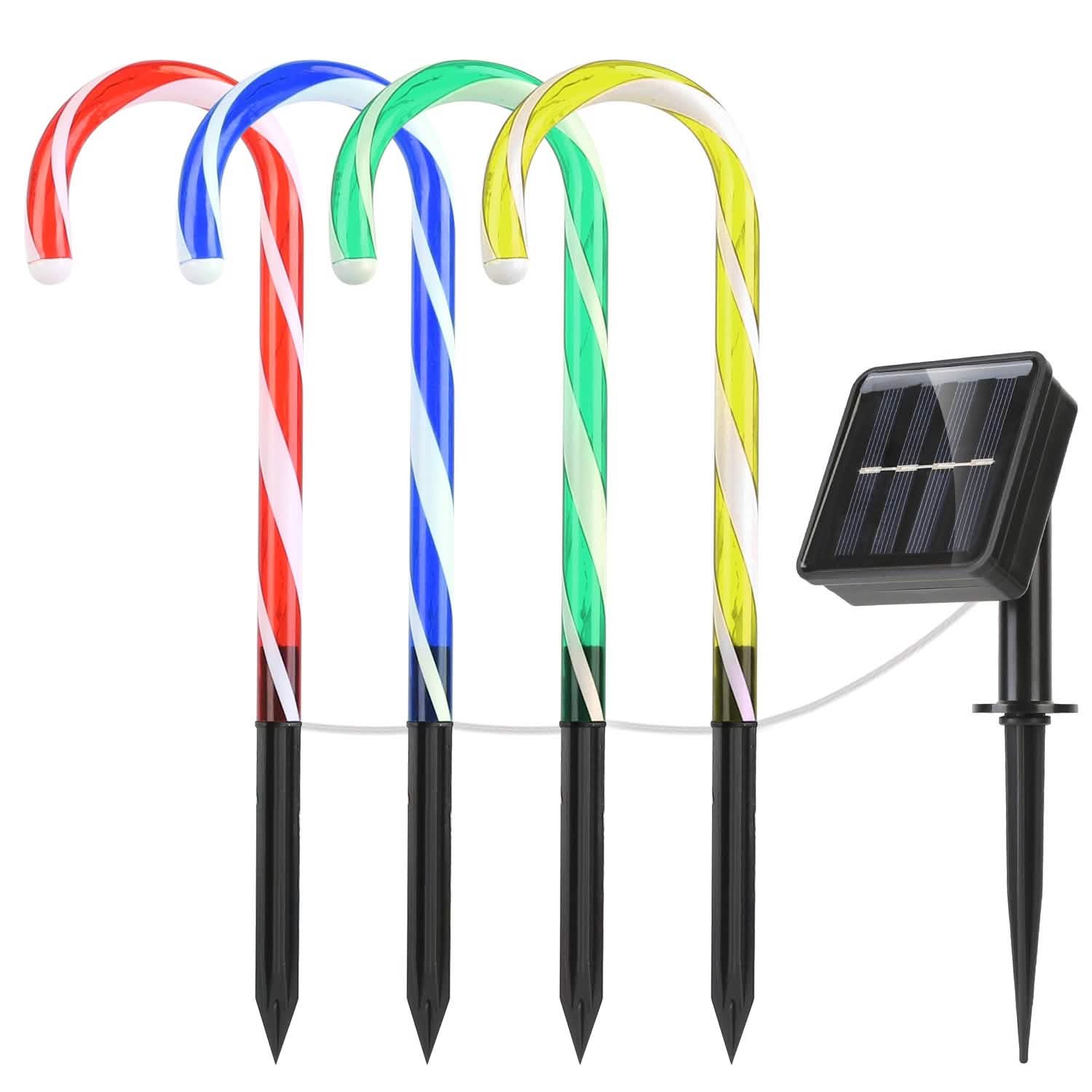 Solar Christmas Candy Cane Light IP55 Waterproof Stake Light Seasonal Decor - Tophatter Daily Deals