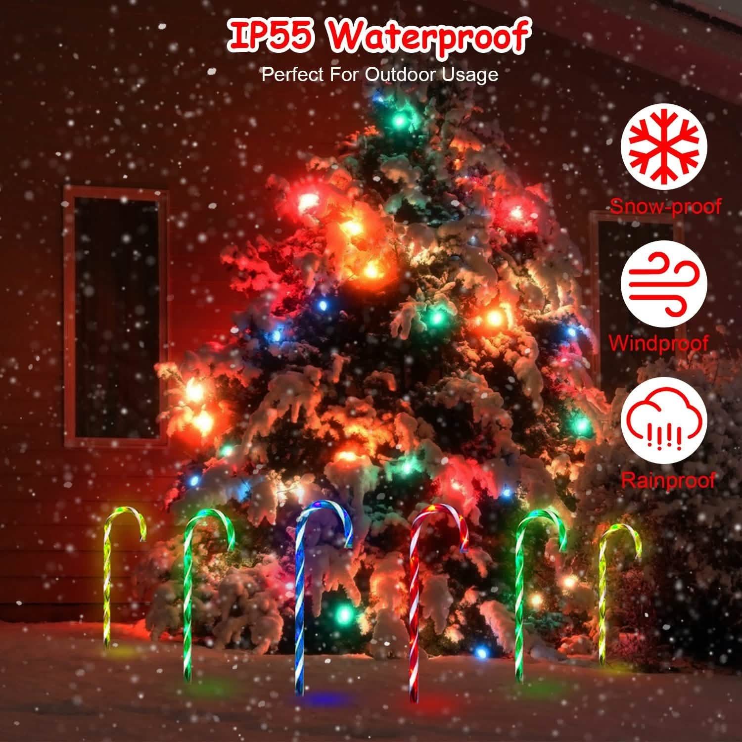 Solar Christmas Candy Cane Light IP55 Waterproof Stake Light Seasonal Decor - Tophatter Daily Deals