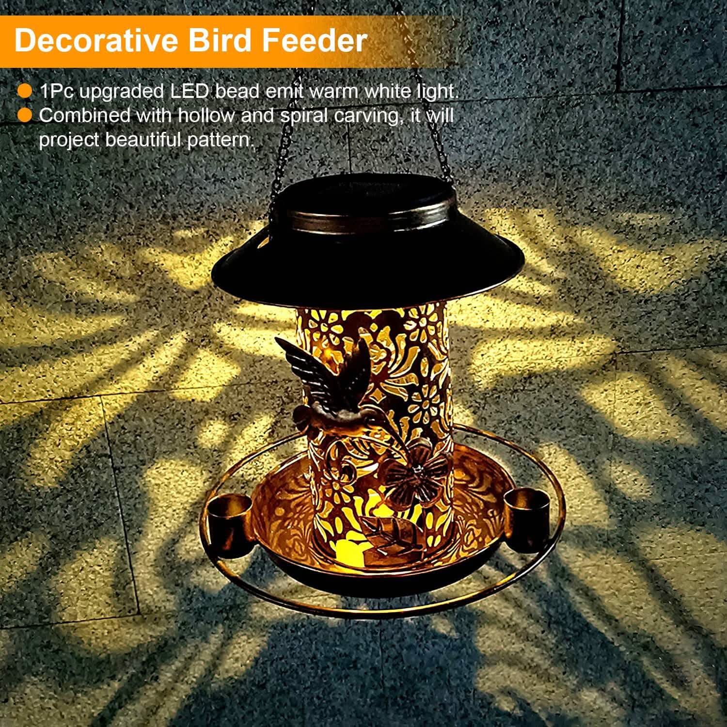 Solar Decorative Hanging Bird Feeder Lantern Garden & Patio - Tophatter Daily Deals