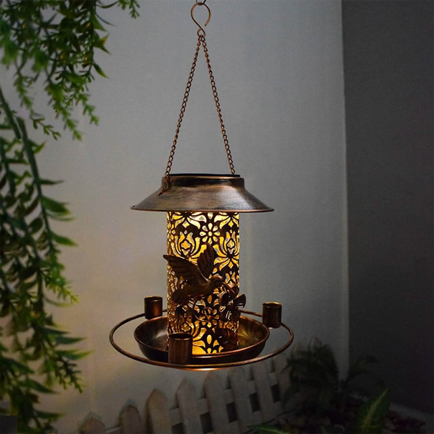 Solar Decorative Hanging Bird Feeder Lantern Garden & Patio - Tophatter Daily Deals