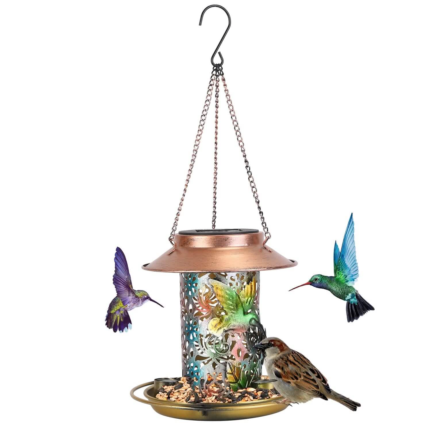 Solar Decorative Hanging Bird Feeder Lantern Garden & Patio - Tophatter Daily Deals