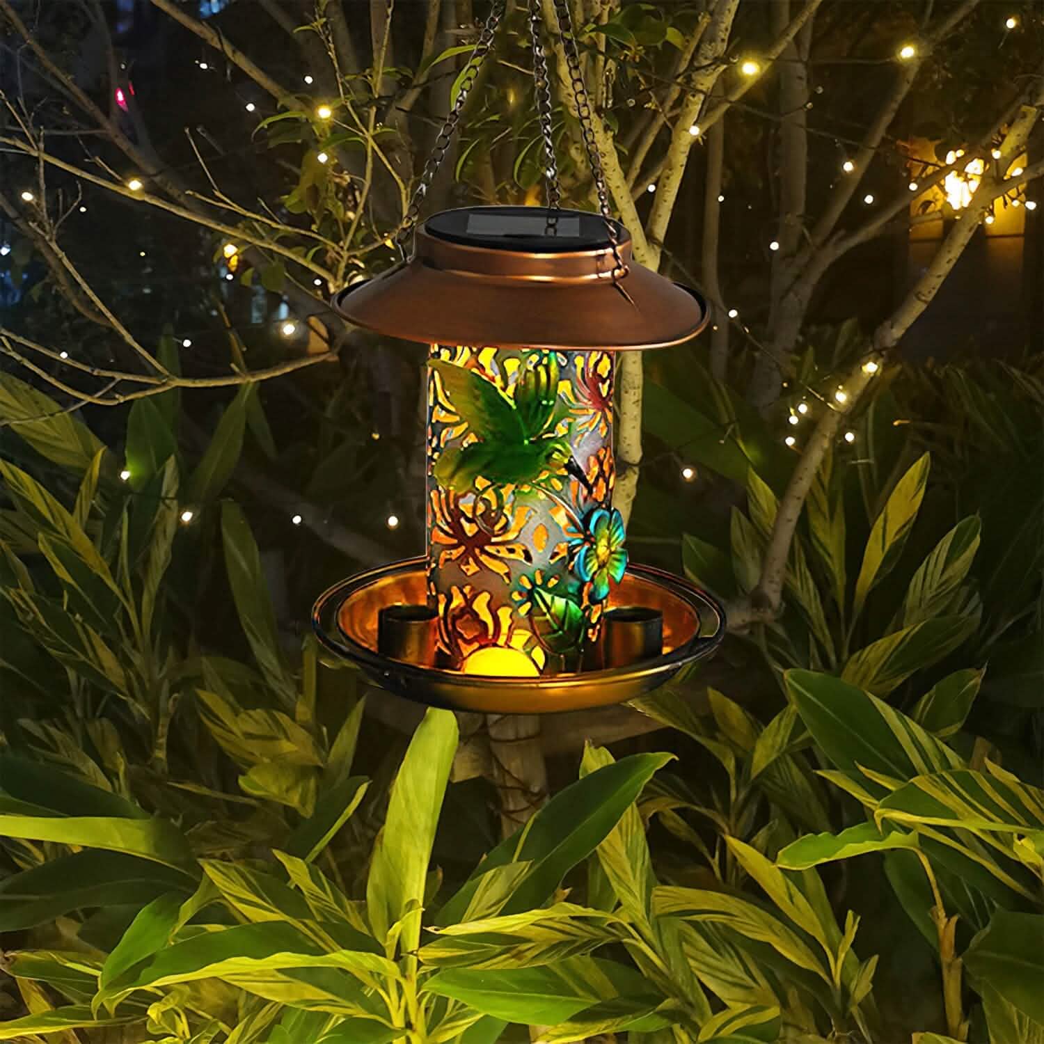 Solar Decorative Hanging Bird Feeder Lantern Garden & Patio - Tophatter Daily Deals