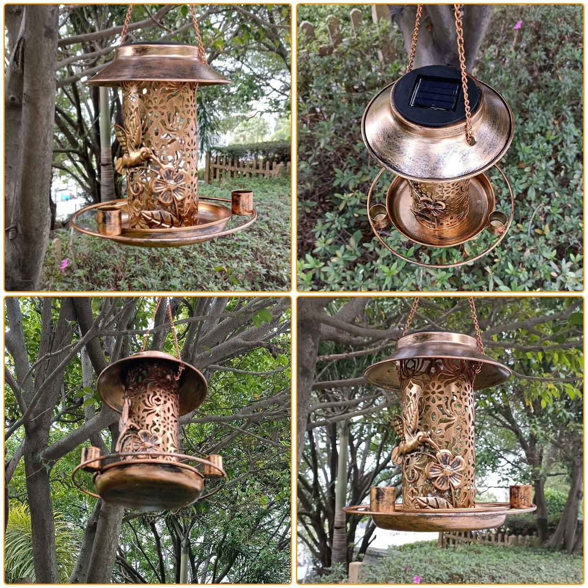 Solar Decorative Hanging Bird Feeder Lantern Garden & Patio - Tophatter Daily Deals