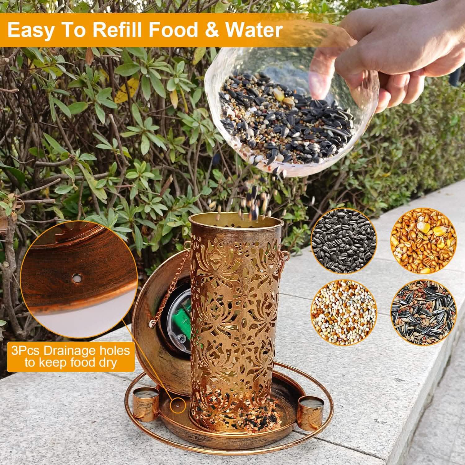 Solar Decorative Hanging Bird Feeder Lantern Garden & Patio - Tophatter Daily Deals